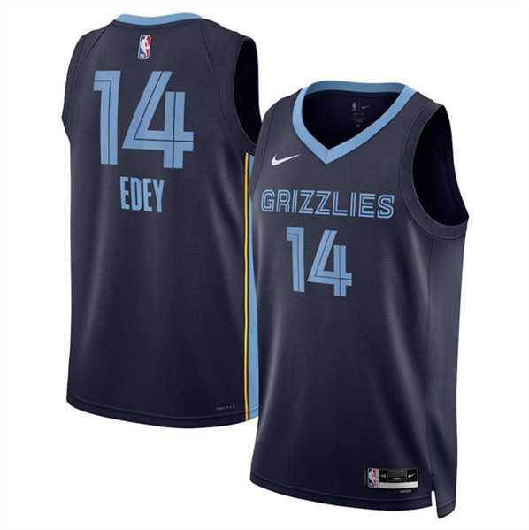 Mens Memphis Grizzlies #14 Zach Edey Navy Icon Edition Stitched Jersey Dzhi